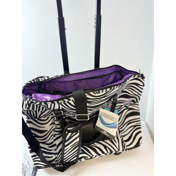Calpak‎ Zanny 21" Zebra Rolling Laptop Tote Carry On Suitcase NWT - Picture 3 of 8